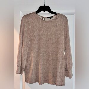 Adrianna Papell Beige Speckled Knit Top